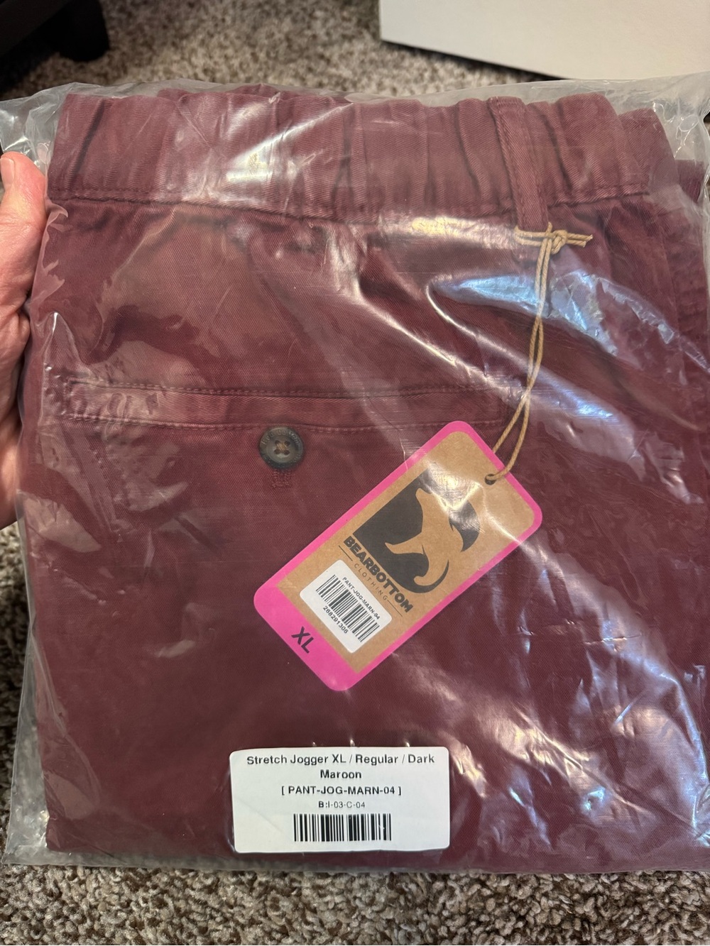 BearBottom Stretch Jogger Pants - Dark Maroon (Men)